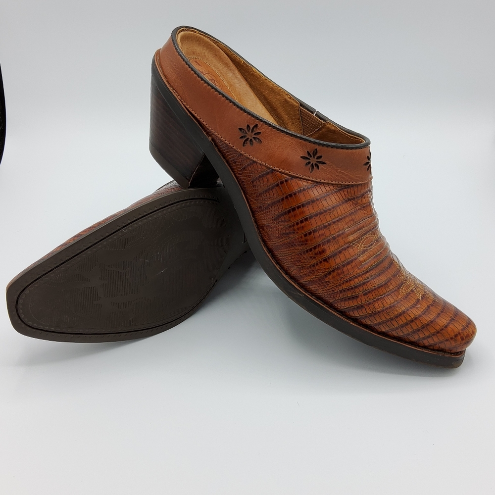 ARIAT Cognac Lizard Mules Size 8